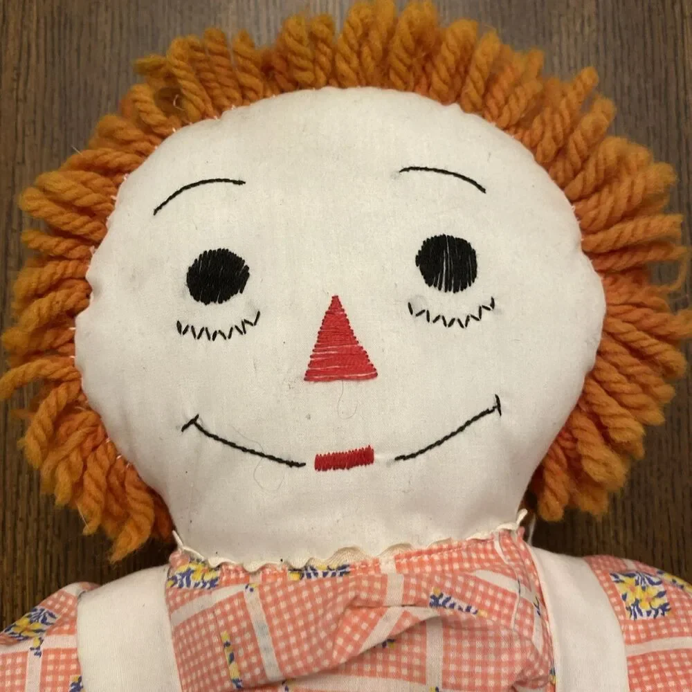 Vintage Raggedy Ann & Andy Plush Dolls Soft Toy Collectible Handmade Large